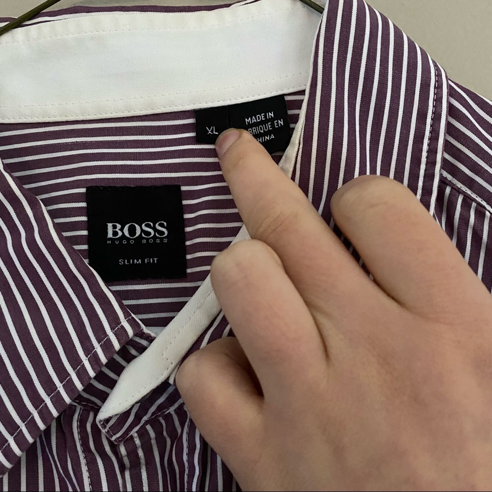 Hugo Boss Burgundy Stripes Button Down